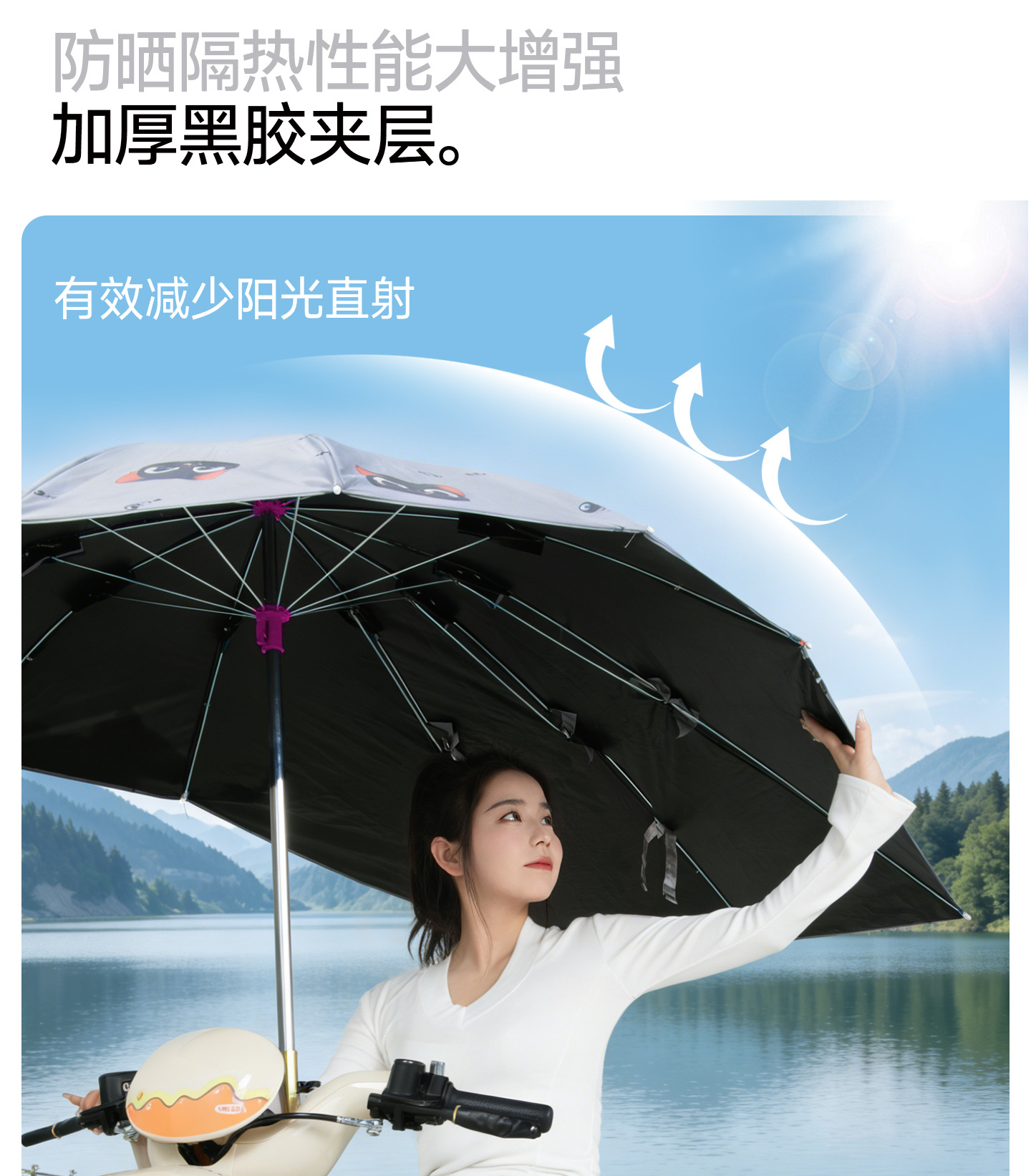 Electric Scooter Umbrella, Thickened and Detachable, Safety Sunshade and Rain Cover, New Model Sunshade Canopy for Motorcycles