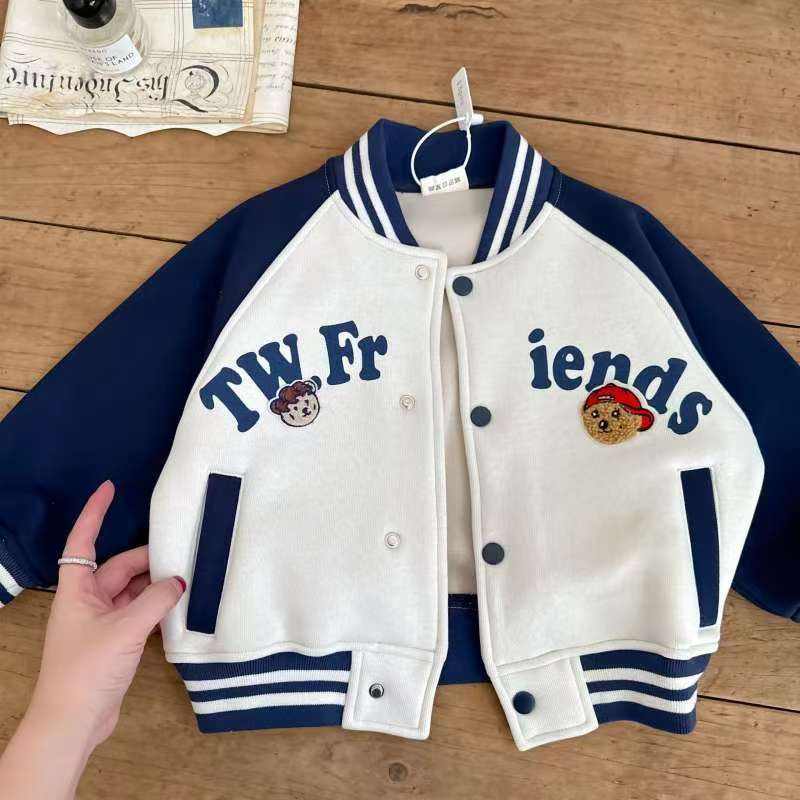 2026 otoño y invierno nuevo chaqueta de oso para niños chaqueta de letras de bebé para mujeres engrosadas