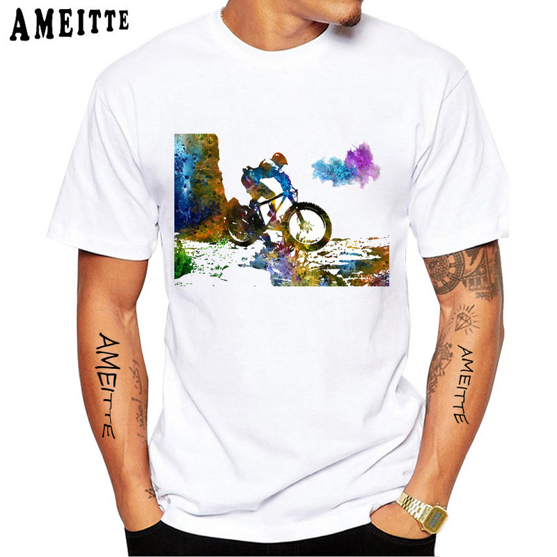 アマゾンwishクロスボーダー欧米趣味自転車プリント柄丸首半袖tシャツ男性上着速売通|undefined
