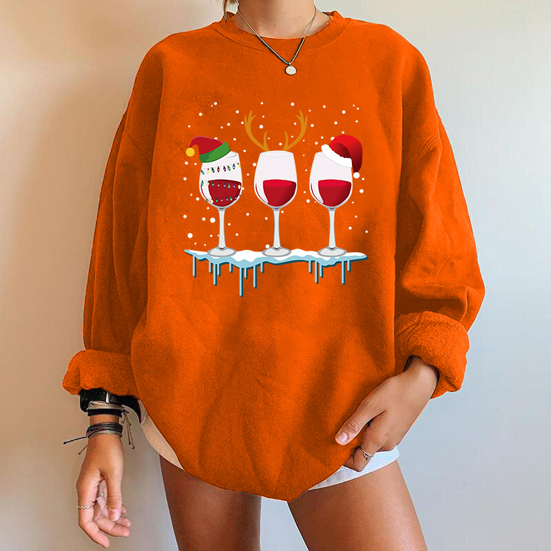 Printing Design Streetwear Style Hoodies & Sweatshirts Long Sleeve Printing Streetwear Wine Glass Antlers
