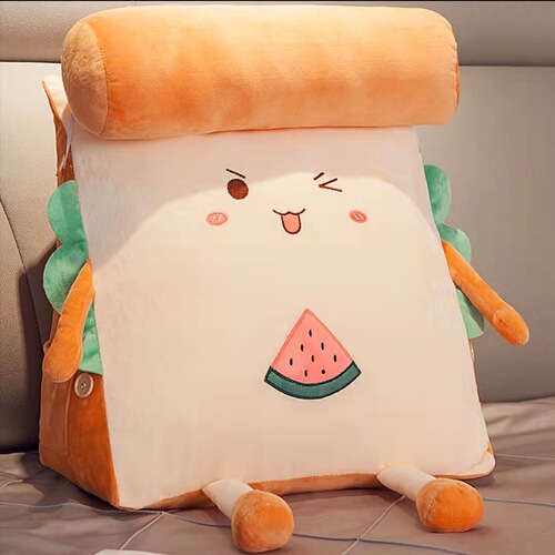 Creative bread cushion plush toy dormitory headboard backrest toast waist support washable sofa office cushion