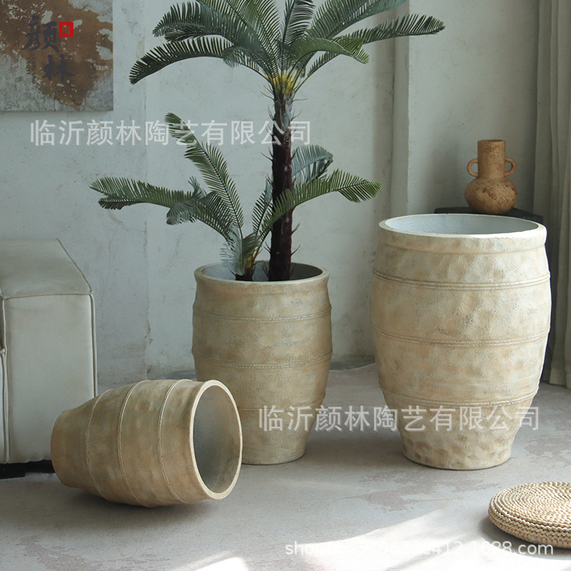 maceta de cemento de alto tipo de plantación de suelo decoración interior simple gran plantación de plantas verdes