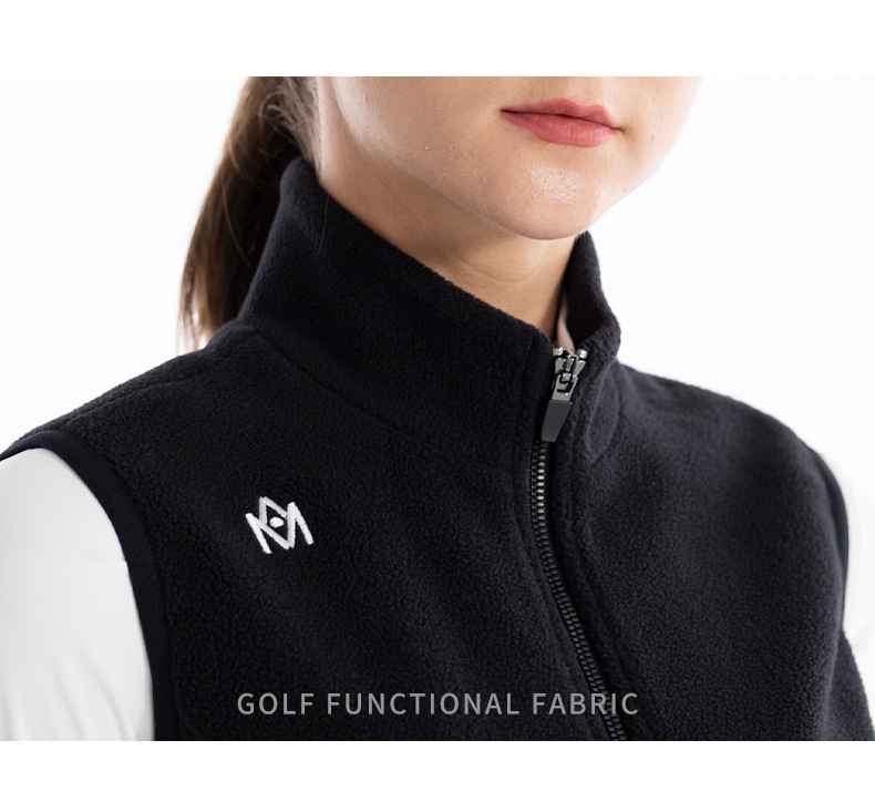 Áo ghi lê lông vũ nữ giữ ấm mùa thu đông – phong cách golf — M23YF025-Áo vest đen (lông cừu cực), M23YF025-Áo vest trắng (lông cừu cực) chi tiết 15