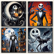 圣诞夜惊魂骷髅杰克钻石画跨境厂家直销新款5d魔方圆钻满钻装饰画