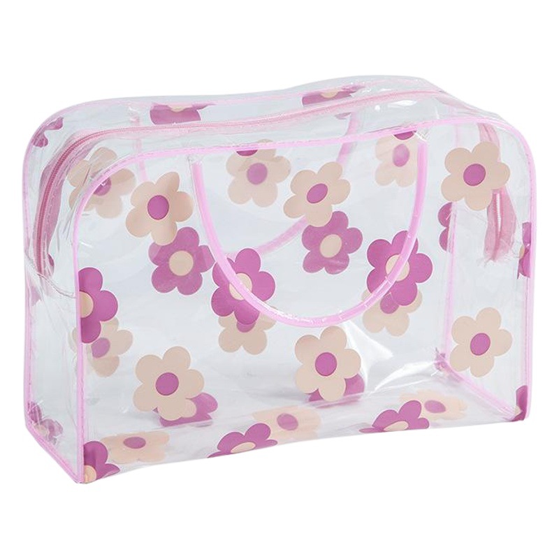 Bolsa de lavado de PVC transparente moda impresa bolsa de cosméticos impermeable portátil de gran capacidad bolsa de lavado de viaje fábrica al por mayor