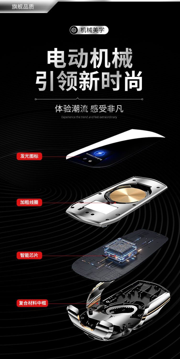 Customized Car Wireless Charger, Car-Specific Mobile Phone Holder, Magnetic Fast Charging Navigation Support Stand, Metal