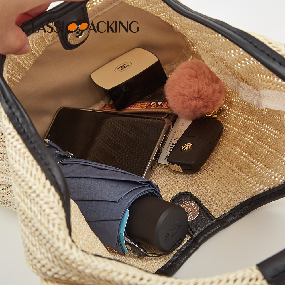 2025 bolso de verano bolso tejido retro simple y versátil fabricante de bolsos tote al por mayor con logotipo impreso