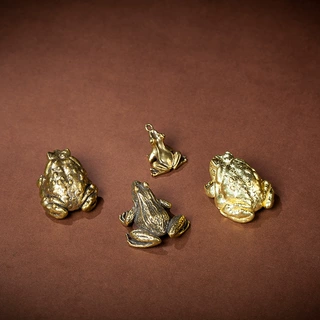 黄铜花皮青蛙小摆件茶宠桌面礼品手工实心收藏古玩铜件可爱小动物