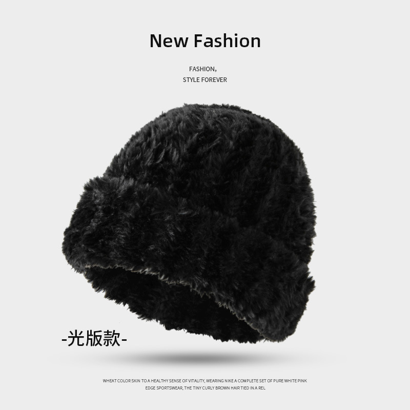 Gran circunferencia de la cabeza sombrero de lana de las mujeres Otoño e Invierno todo partido puntera de punto cara de aspecto pequeño cálido blanco felpa fría sombrero