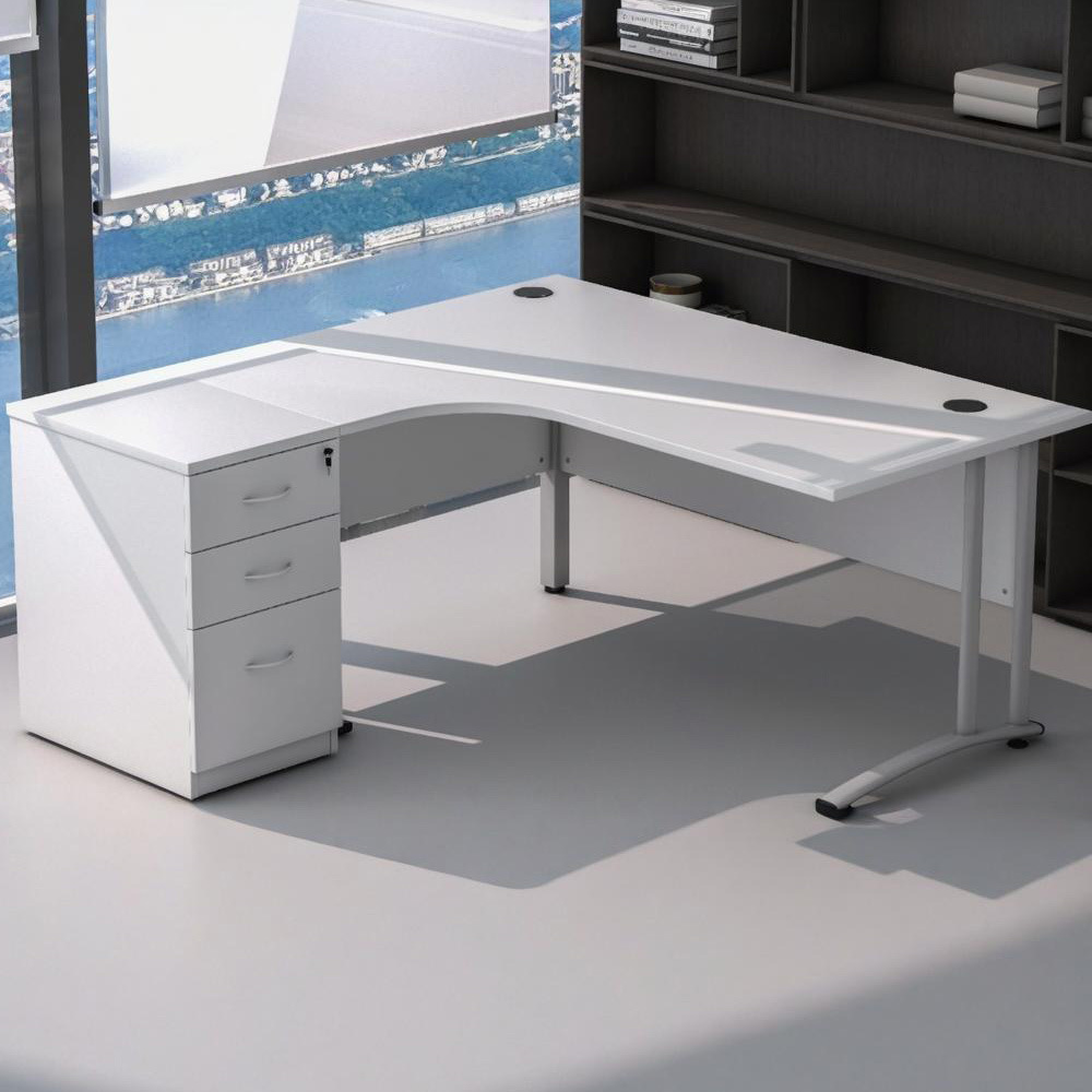 Mesa de escritorio de personal en forma de L combinación de color tronco escritorio de comercio exterior estilo nórdico escritorio de escritorio de computadora de escritorio de escritorio image 5