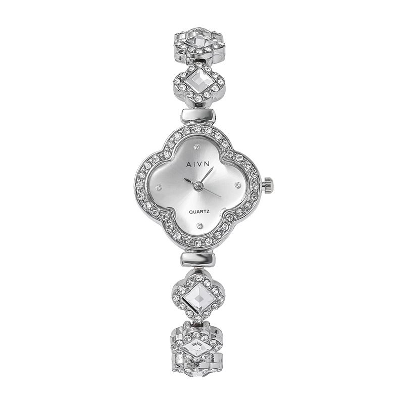 Live Broadcast Hot-Selling Item: Four-Leaf Clover Bracelet Watch, Full Diamond Women's Quartz Watch, Women's Watch Manufacturer Wholesale Am5144