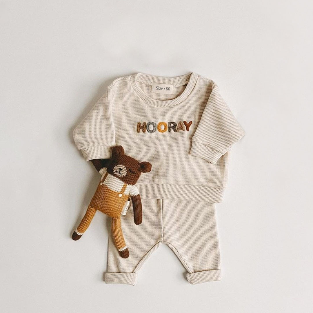Round Neck Neckline Regular Fit Fit Type Letter Pattern Fashion Letter Cotton Boys Clothing Sets
