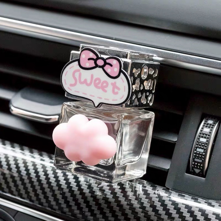Botella de perfume para automóviles botella vacía auto-agregación aire acondicionado ventilador de salida perfume para automóviles perfume ligero caricatura mujer