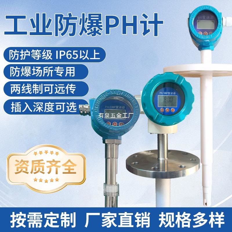 工业在线防爆一体式PH计二线制HART输出反应釜PH计管道安装酸度计