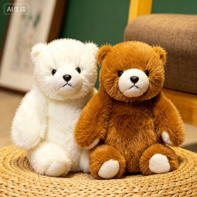 Gentle Long-Haired Teddy Bear Doll, Simple Solid Color Plush Toy, White Bear and Brown Bear Stuffed Animal, Desktop Healing Gift Gentle Long-Haired Teddy Bear Doll, Simple Solid Color Plush Toy, White Bear and Brown Bear Stuffed Animal, Desktop Healing Gift