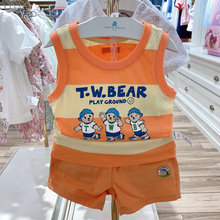 新款韓版童裝國內專櫃外貿尾單嬰童套裝卡通條紋背心T0RN222502A