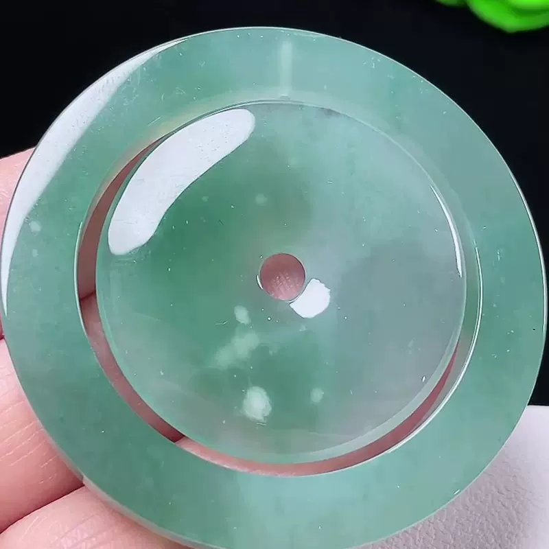 批发天然缅甸翡翠A货 冰蓝平安圈套装翡翠吊坠饰品批发