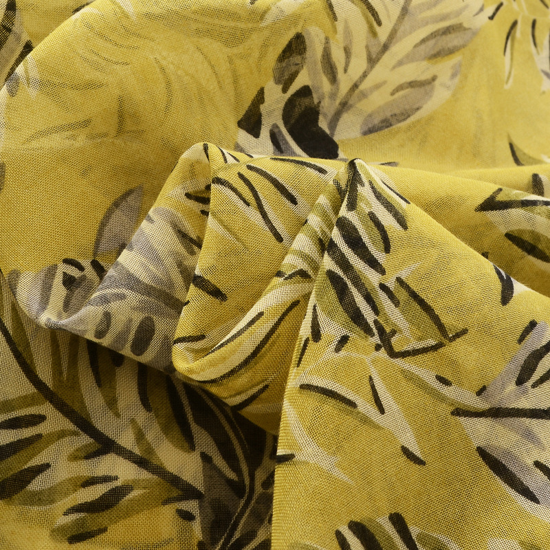 Amazon transfronterizo Comercio exterior Venta caliente hoja de plátano amarillo bufanda mujer retro larga bufanda de algodón y lino sensación bufanda