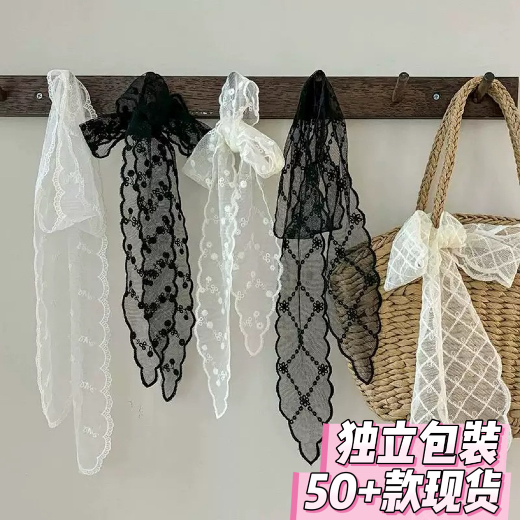 초절정 레이스 헤어밴드, 실크 스카프, 다용도, 우아한, 긴 스트립, 달콤한, 머리끈, 리본, 허리띠, 헤어 액세서리, 스카프, 리본, 실크 스카프