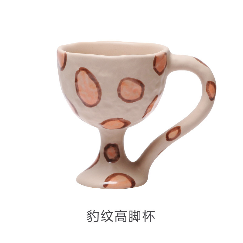 Mano pellizco en forma patrón de cebra cerámica taza café creativo leopardo copa vino champán Copa jugo helado