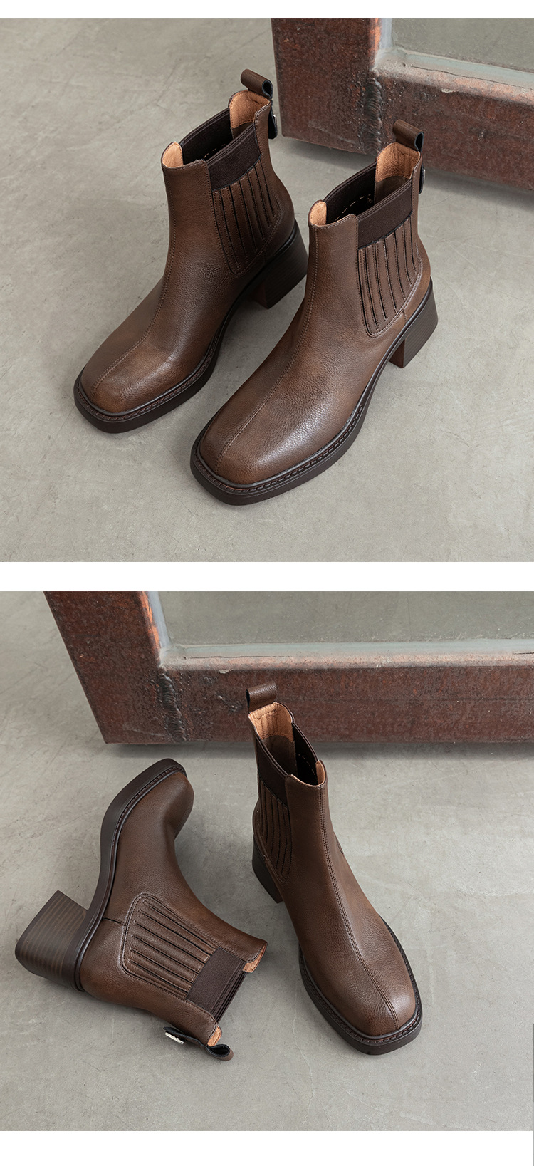 CHIKO Ahlam Square Toe Block Heels Ankle Boots