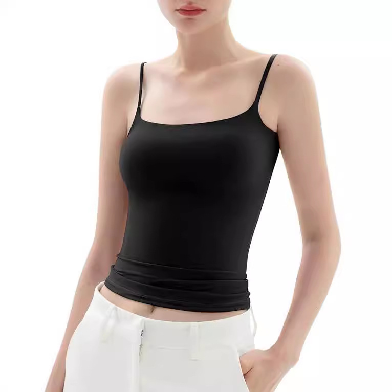 Cross-border European and American Amazon Camisole Women's Summer 2024 New Outfit Spice Girl Sexy Sleeveless Top Milk Silk