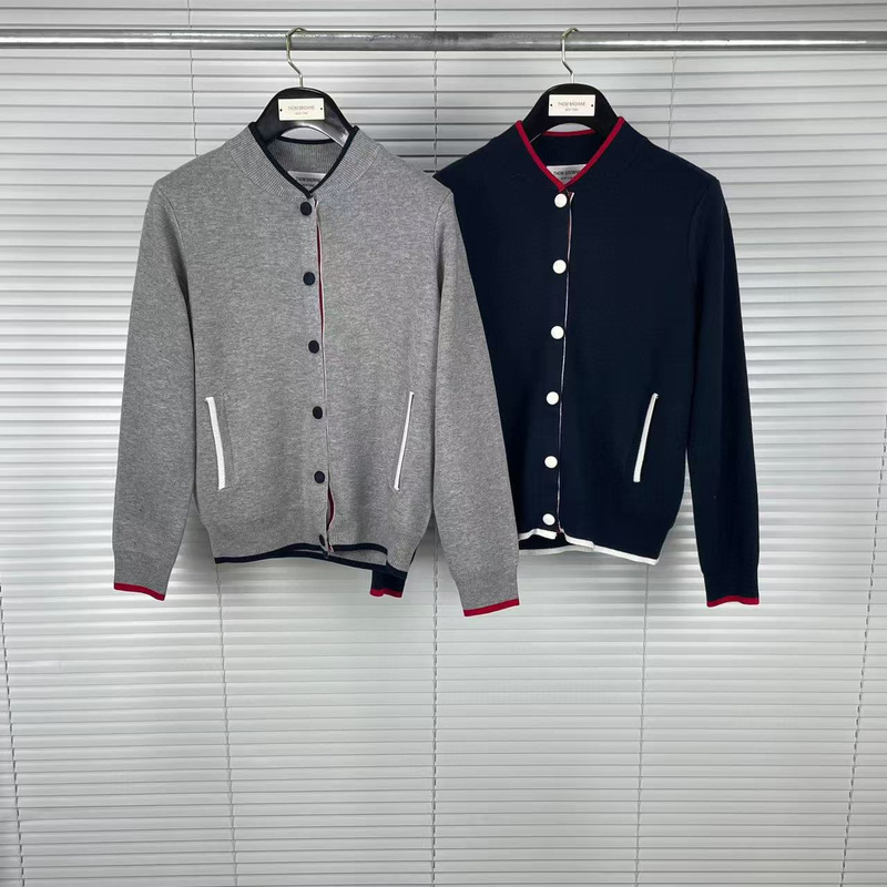 Tb Trendy Brand Autumn and Winter New College Style Contrast Edge Sweater Jacket Women's Fashionable Baseball Uniform Knitted Cardigan Tb Trendy Brand Autumn and Winter New College Style Contrast Edge Sweater Jacket Women's Fashionable Baseball Uniform Knitted Cardigan
