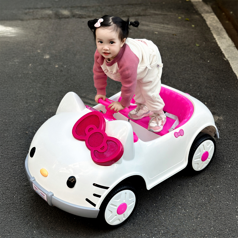 hellolklitty猫儿童电动车可坐人四轮汽车女孩可遥控玩具宝宝童车|undefined