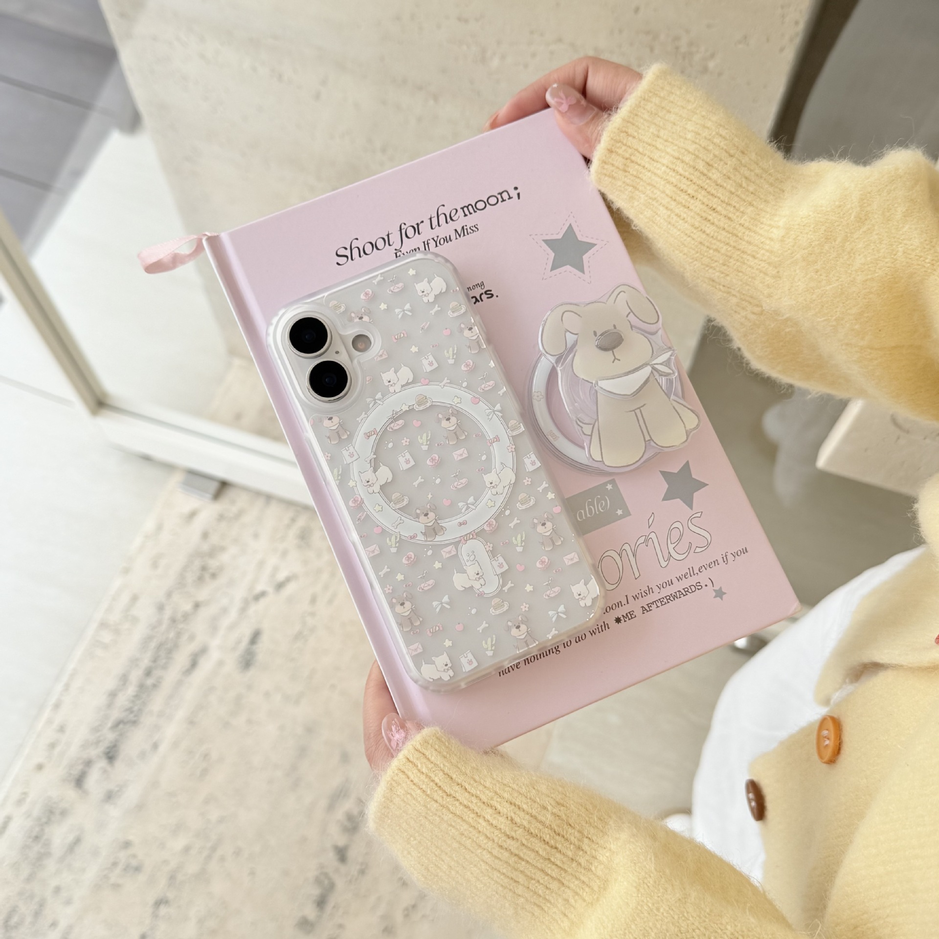 El cachorro de arco de pantalla completa lindo de nicho es adecuado para Apple 16ProMax funda para teléfono móvil 15Pro magnético 14/13 hembra