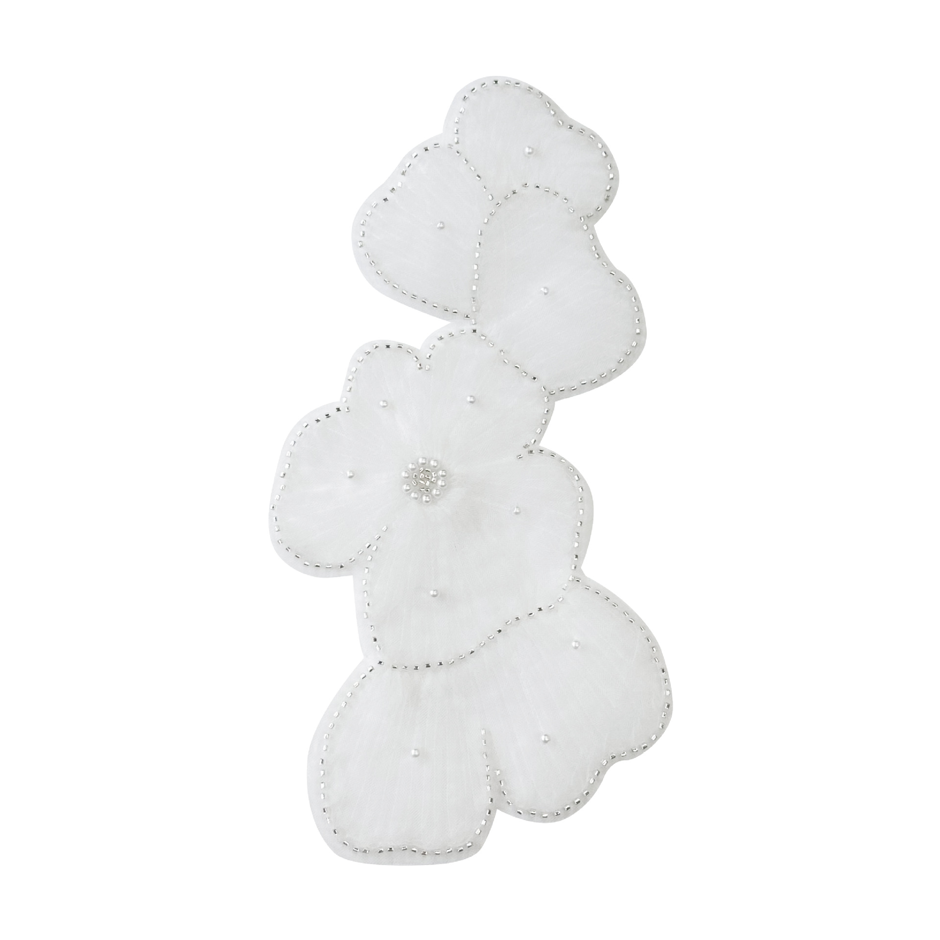 Perlas de alta calidad de bordado de flores pesadas bordadas flores blancas flores de pecho tridimensionales vestido de boda bolsas zapatos sombreros decoración