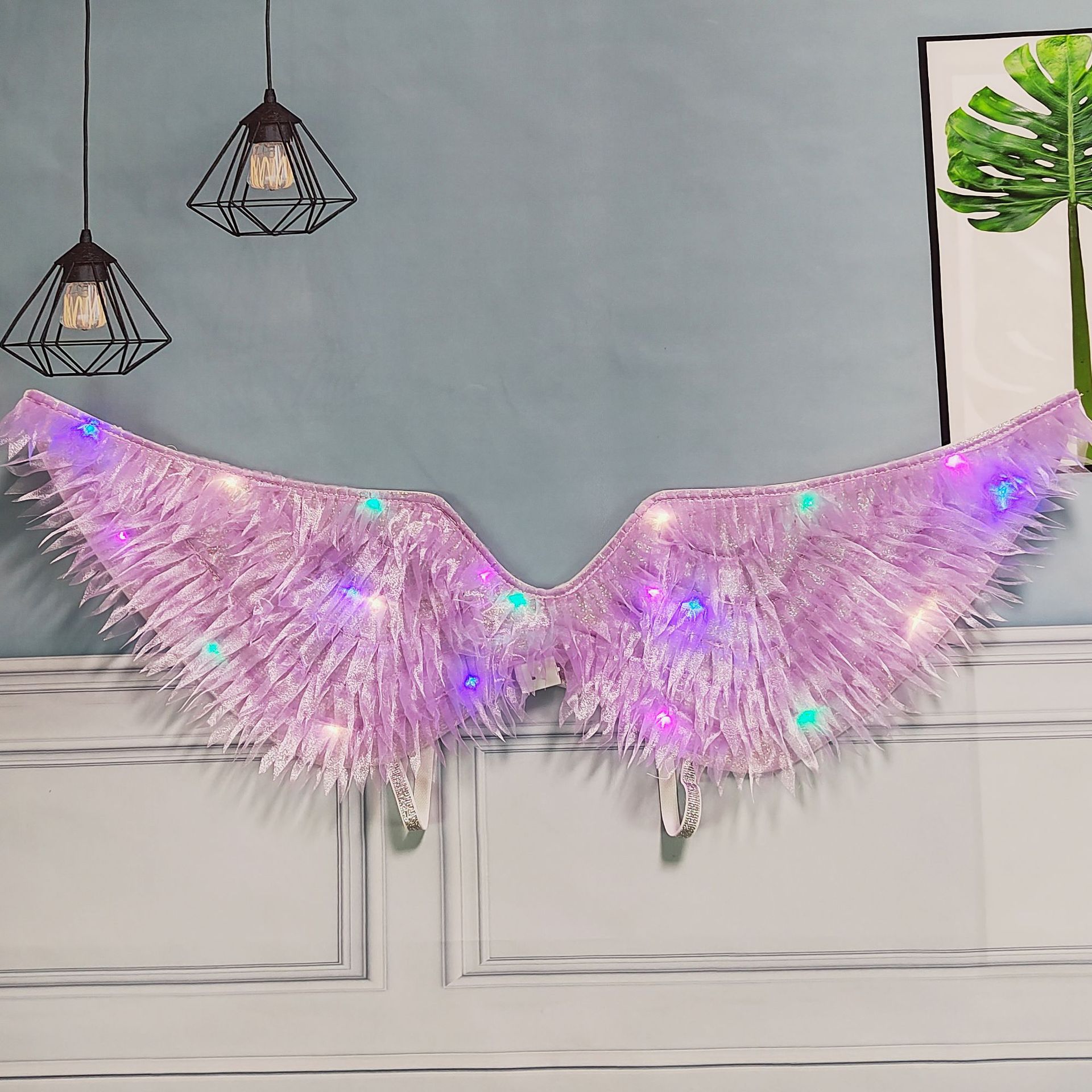 Alas de tela de hadas de neón púrpura