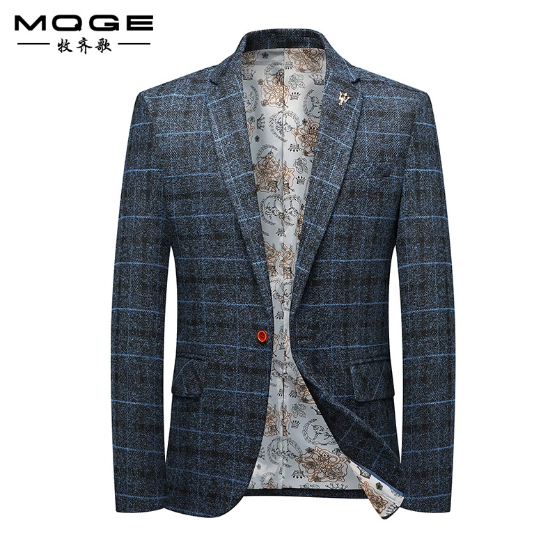 Трансграничная внешняя торговля на долгие годы подготовки мужской повседневный костюм корейская версия тонкой моды в клетку мужской костюм одиночный западный пиджак