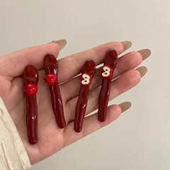 韩系可爱小苹果刘海发夹刘海发卡安可拉红高颜值侧边鸭嘴一字夹