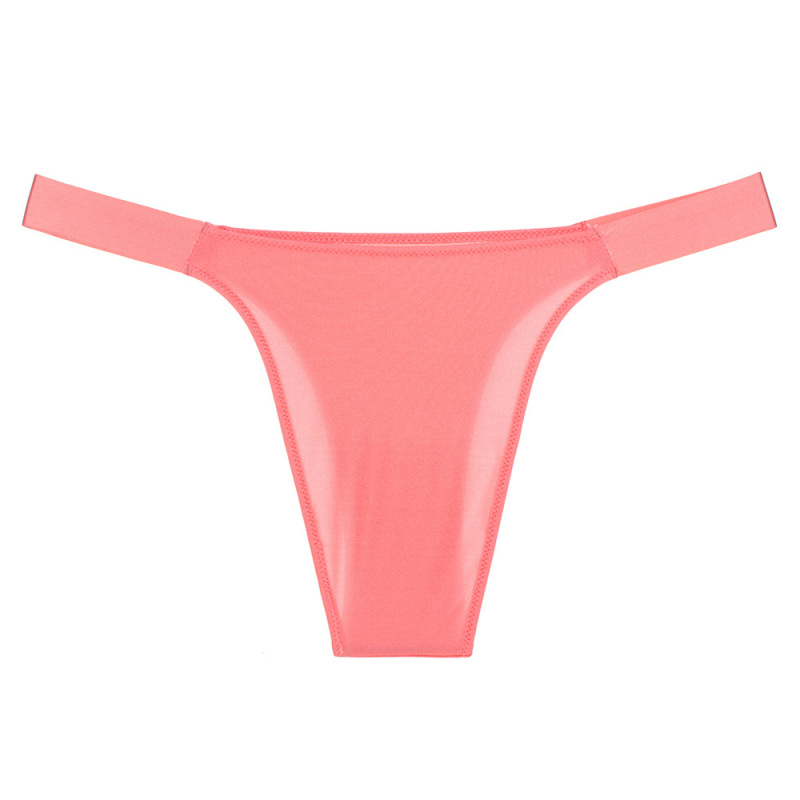 外国貿易の大きいブランドの新商品の女性の下着の純色のシルクの光の三角のズボンの低い腰のt字のズボンの版は尻の欧米のF008を包みます|undefined