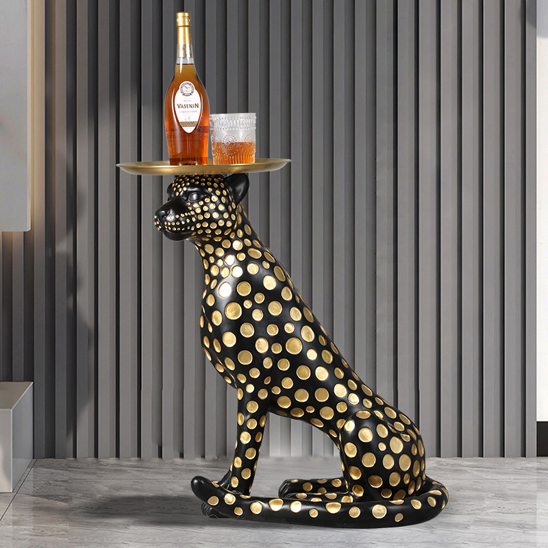 Large TV Cabinet Living Room Floor Decoration Hallway Entrance Sofa Tray Storage Sculpture Decoration Leopard