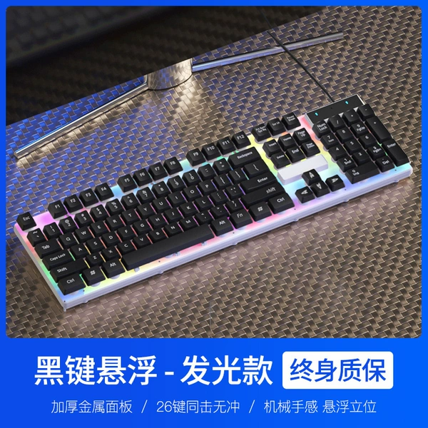 Black and white double color combination [Rainbow Light - Mechanical Hand] Single Keyboard - New E-Sports Chip - Low Latency