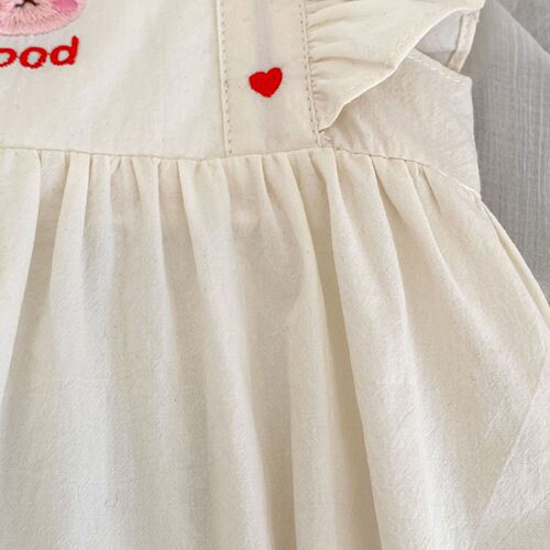 ins summer baby clothes small love flying sleeves triangle khaki cute rabbit embroidery square collar bag fart clothing rompers