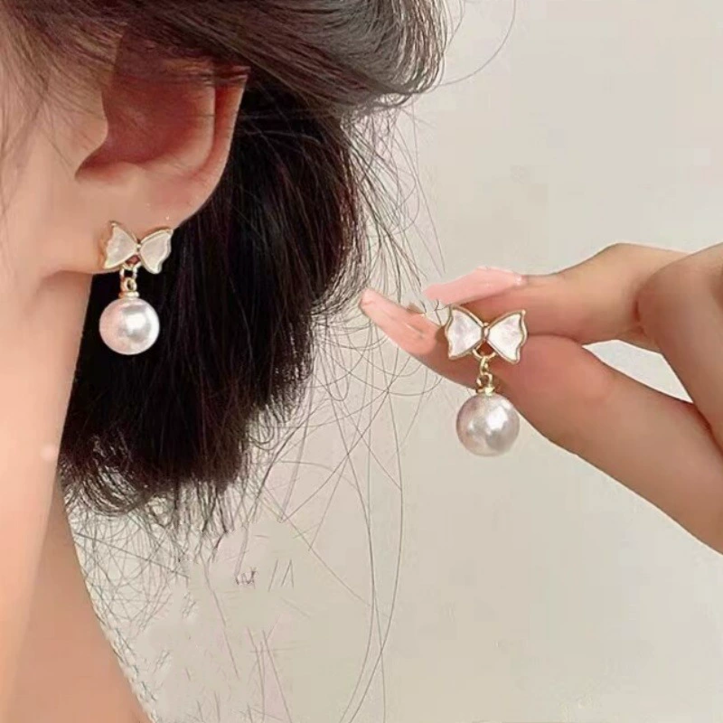 Asymmetrical Pearl Earrings, Silver 925 Posts, Universal Studs — Simple Elegant Design