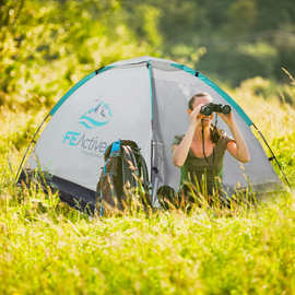 户外帐篷2人单双人郊游工业帐家庭野外便携防蚊登山露营沙滩帐篷
