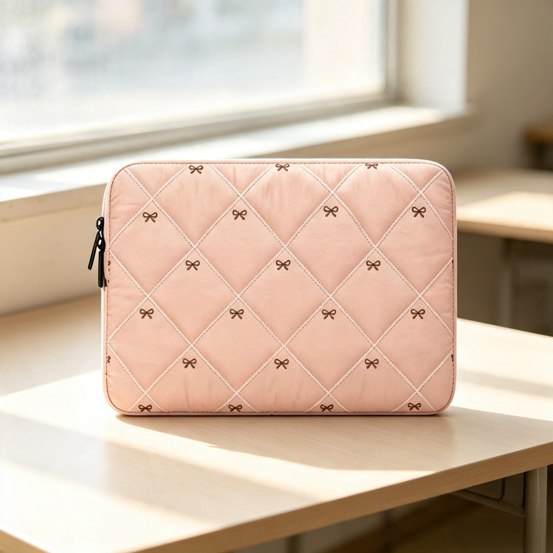 Fashionable and simple bow-tie flat inner bag, quilted embroidered laptop bag, high-value storage inner bag