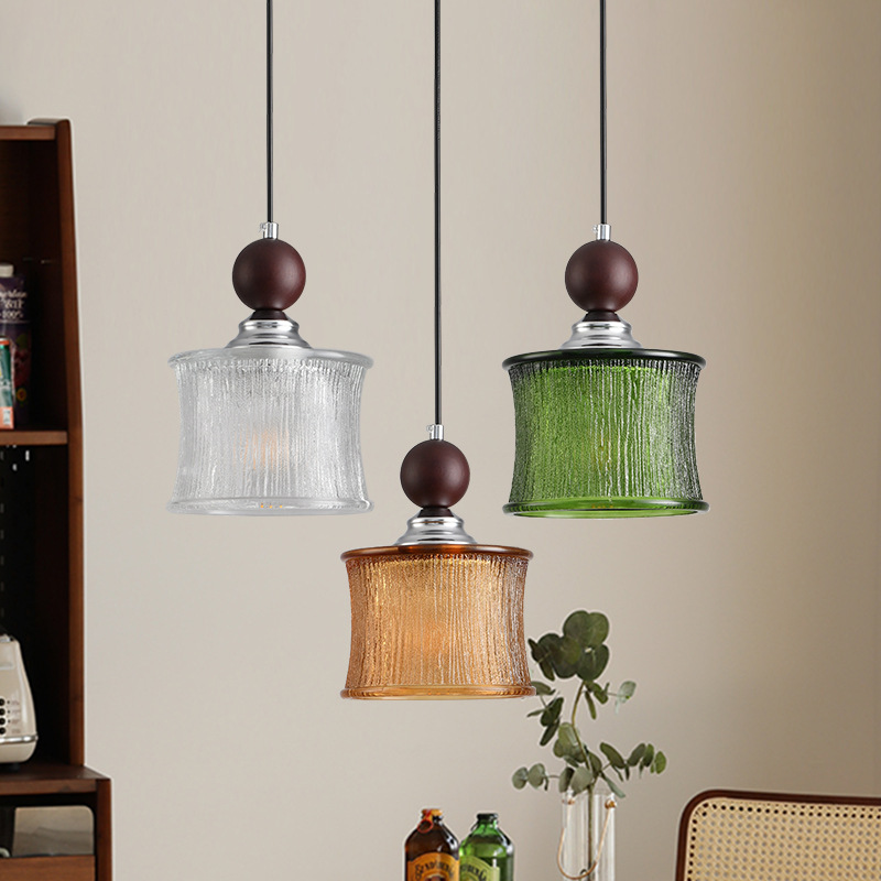 Restaurante japonés nórdico dormitorio simple casa de alojamiento lámpara de cabezal de cama balcón bar ventanas bar candelabros de vidrio de nuez