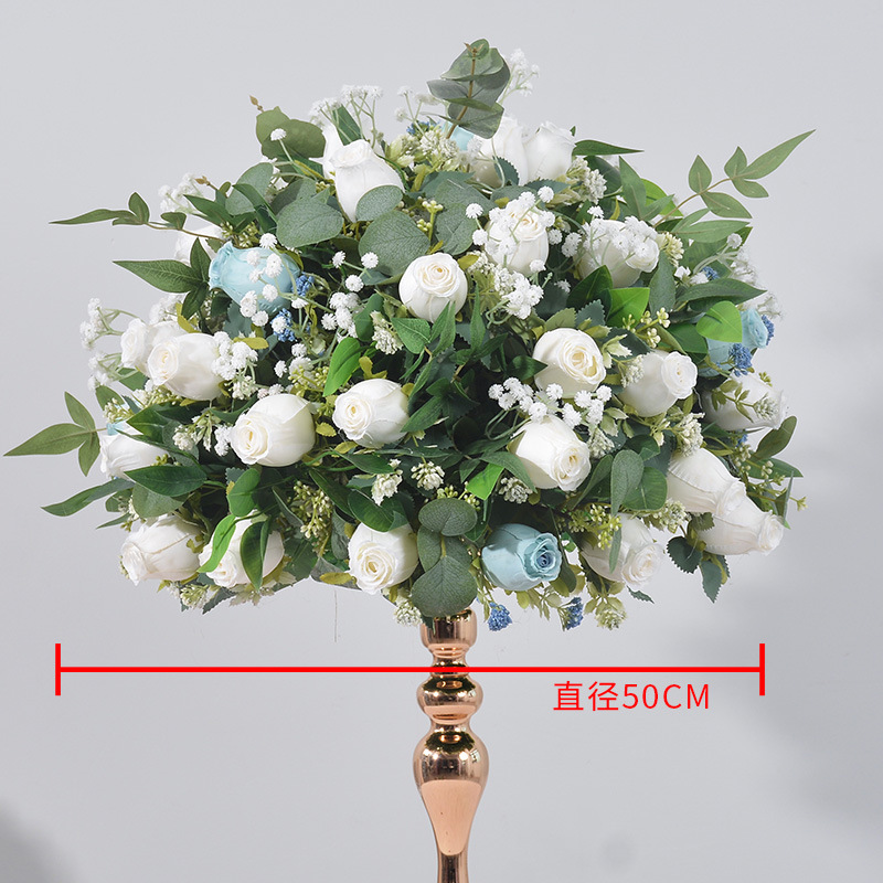 50cm 봄 새싹 꽃 공 - 흰색과 파란색