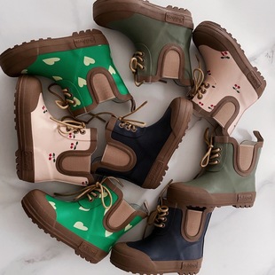 Danish Scandinavian Style Kidsren's Rain Boots for Men, Women, Small, Medium and Large Kidsren, Waterproof and Non-Slip, Retro Waterproof Rain Boots for Kidsren