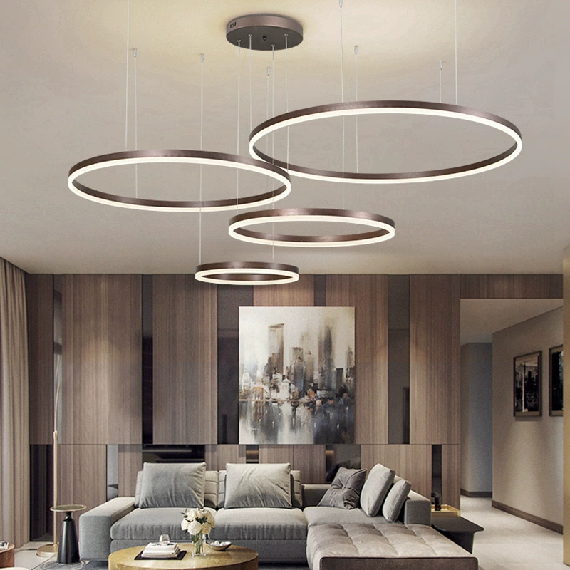 Minimalistic Ring Ceiling Lamp, Modern Living Room LED, Lightweight Aluminum, 40–100 cm