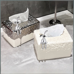 奶油風紙巾盒擺件客廳高檔抽紙盒創意家用茶几桌面裝飾餐巾紙盒子