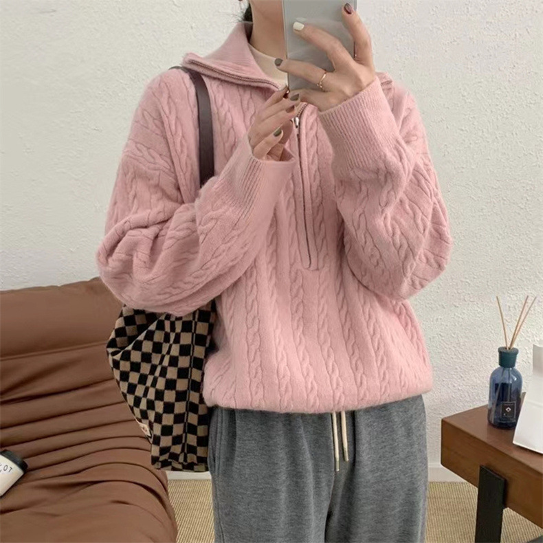Turndown Neckline Wholesale Women's Casual Solid Color Long Sleeve Sweaters & Cardigans