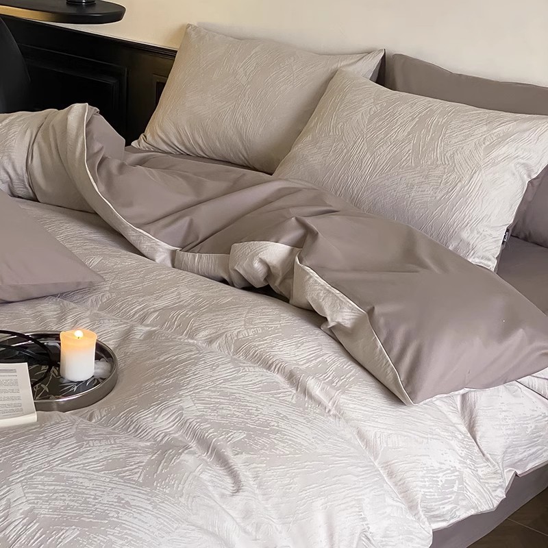 100-Count High-End Pure Cotton Four-Piece Set, Class a Maternal and Infant Grade Cotton Jacquard Quilt Cover, Accessible Luxury Bedding Set