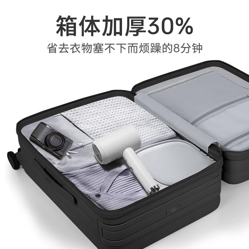 Vali nhựa PC 20 inch thanh kéo rộng, mở nắp trước, bánh xe đa hướng chống sốc — 53L thanh kéo rộng mở phía trước hành lý đóng gói năng lượng khổng lồ SF màu tím miễn phí vận chuyển