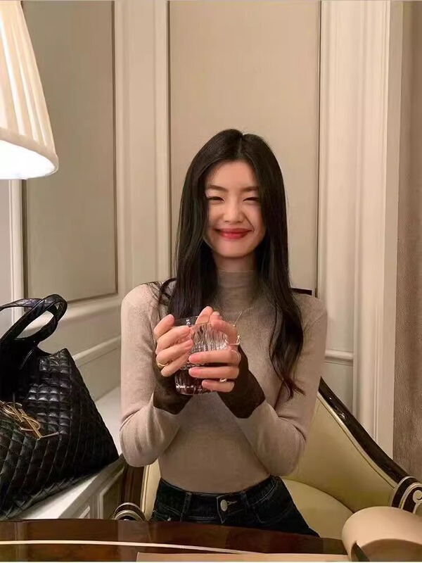 法式半高领针织毛衣女chic绝美撞色打底衫春秋冬季内搭高级感上衣|undefined