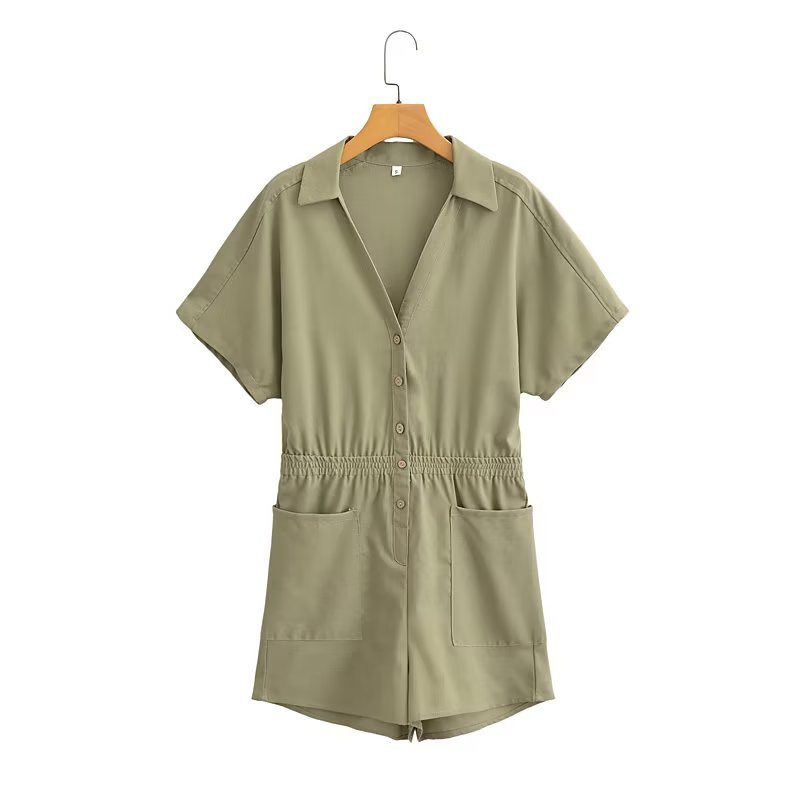 Damen Kleeder Jumpsuit Summer New Elastesch Taille Slimming Casual Jumpsuit Fraen 8NS1499_voghion.com